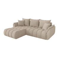 ROHOVÁ SEDAČKA s funkcí spaní, otoman vlevo TOKO-L-v1 277x194x86 béžová velur - černá/Sahara, kompozitní dřevo/textil (277/194cm) - ALTDECOR