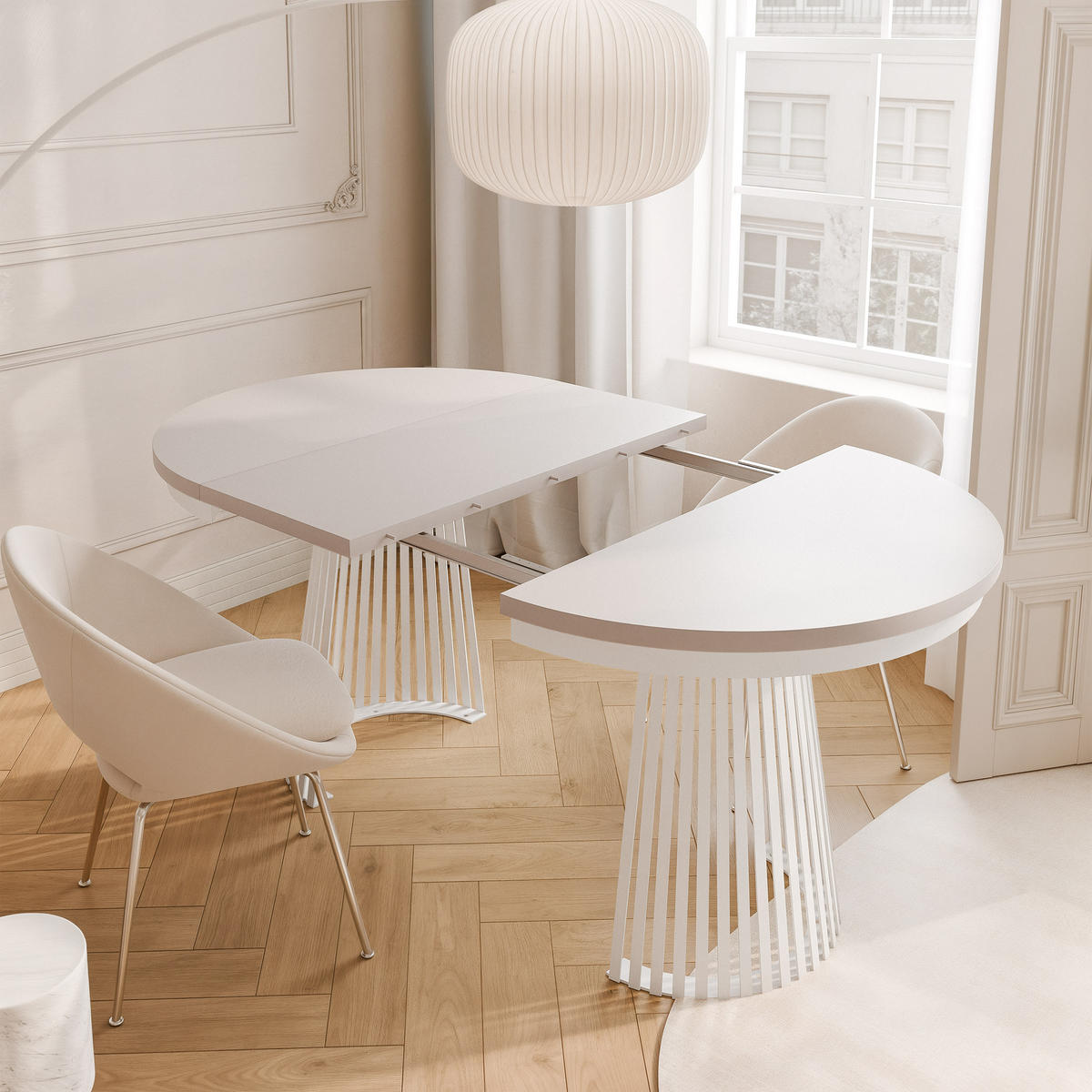 AUSZIEHTISCH AUREA 100-180/75 cm, Weiß / Kaschmir - Kaschmir/Weiß, Holzwerkstoff/Metall (100/100/75cm) - Idohome
