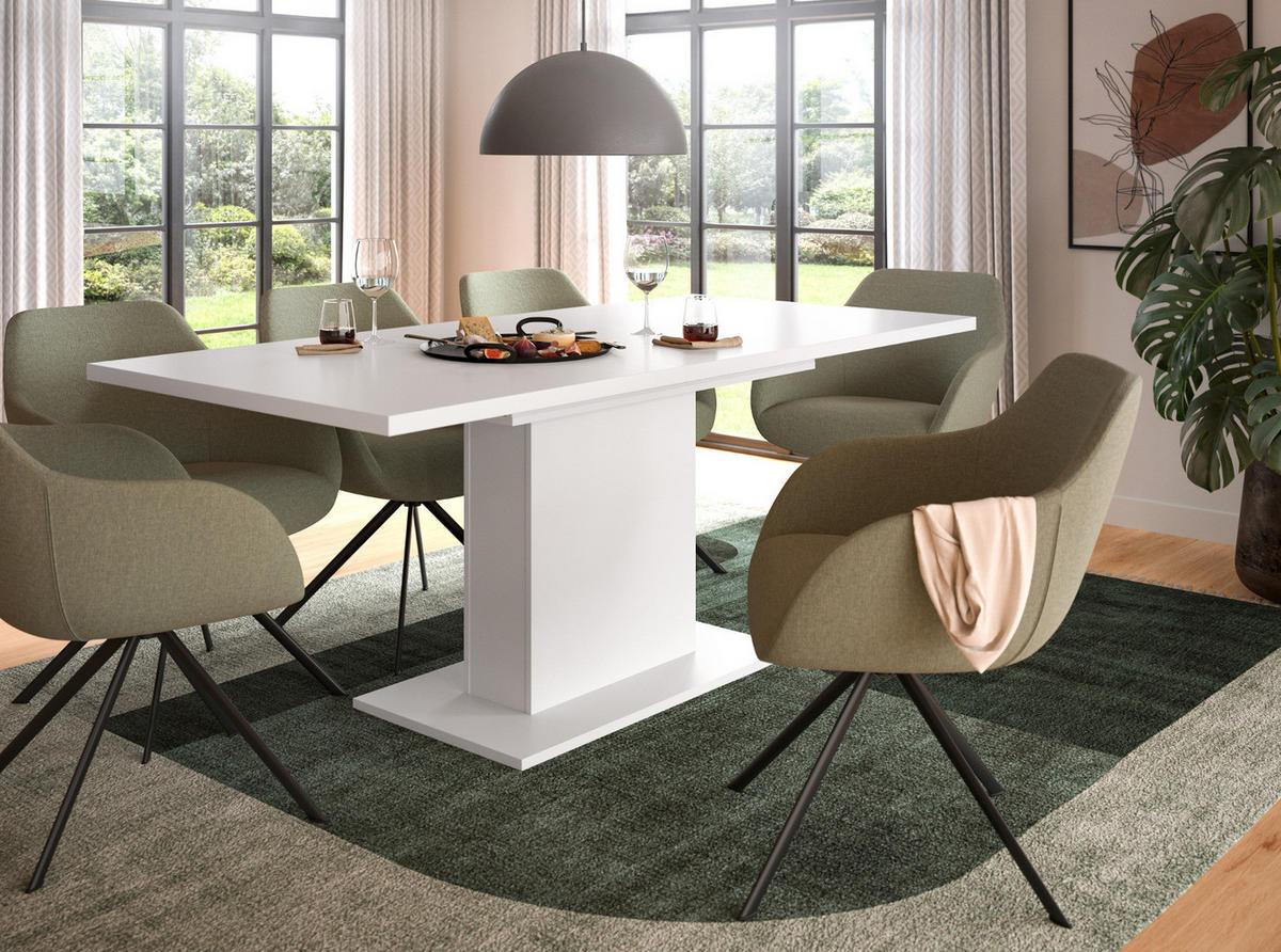 ESSTISCH weiß, Küchentisch ausziehbar 150 - 190 cm - Weiß, Holzwerkstoff/Metall (150/90/76cm) - Inn.Furn