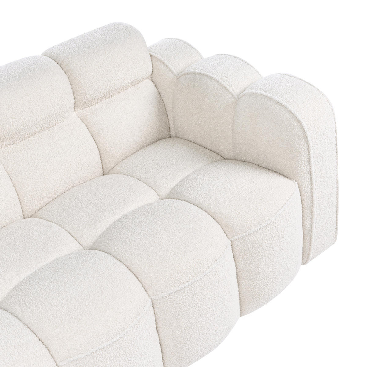2-SITZER-SOFA Bouclé Cremeweiß Utana - Creme, Textil (175/75/88cm) - Beliani