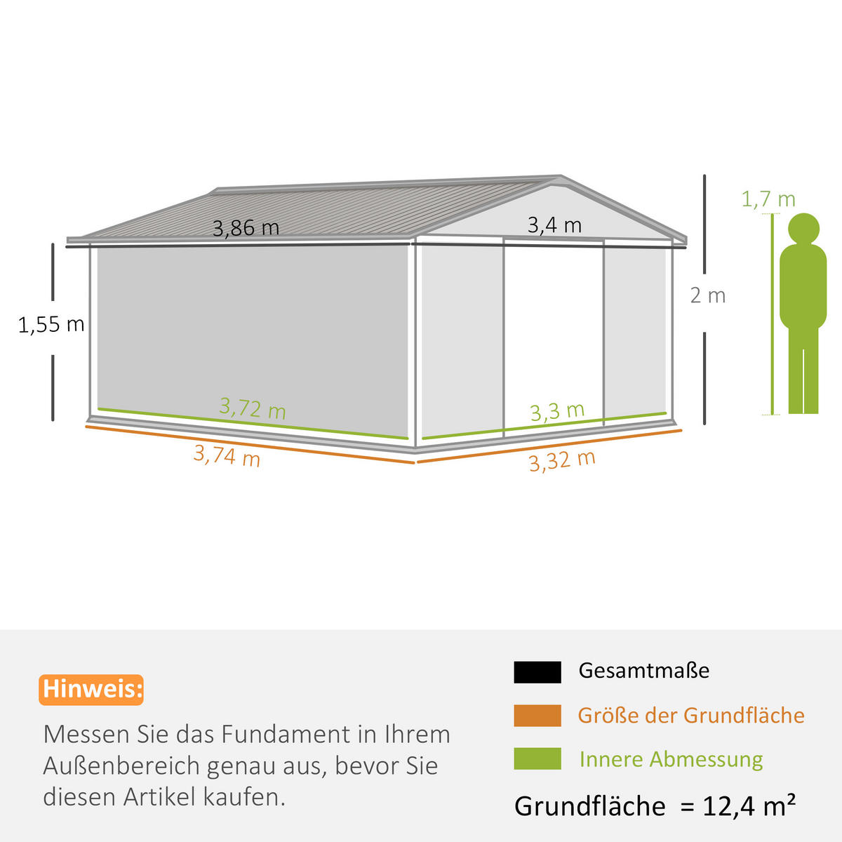 GERÄTEHAUS Geräteschuppen Gartenschrank Geräteschrank Metall Kohlegrau - Grau, Metall (340/200/386cm) - Outsunny