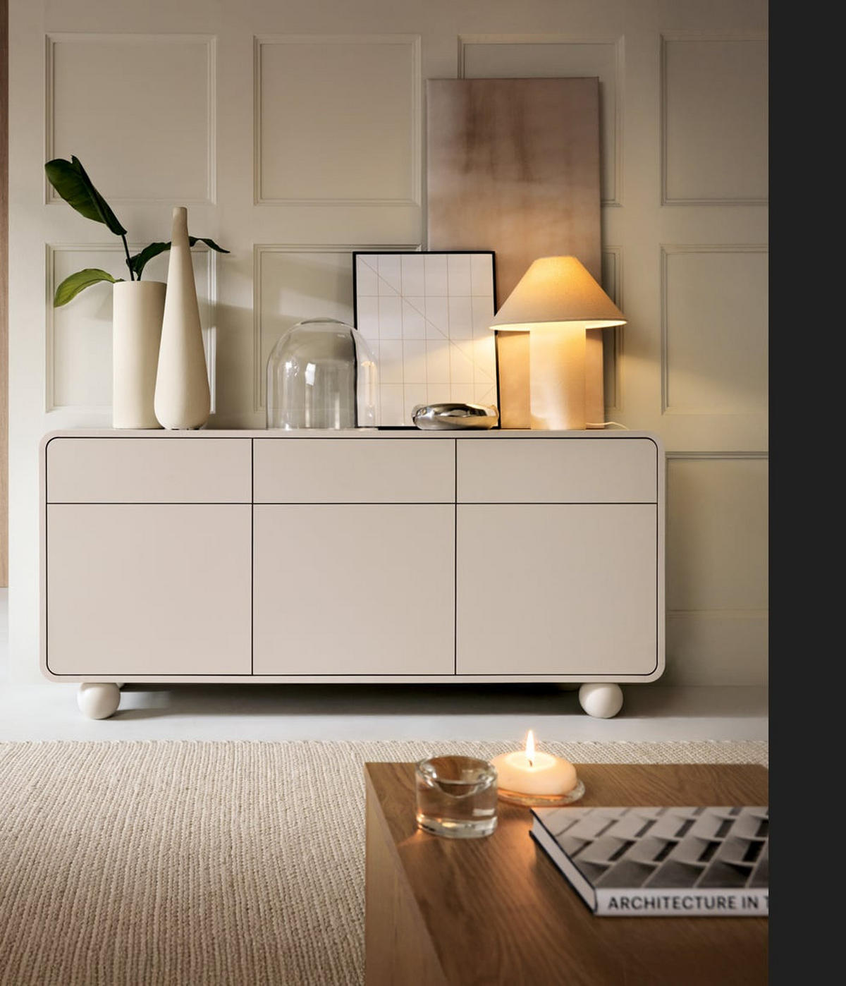 KOMMODE Sideboard elegant Beige ALDOS - Beige, Holzwerkstoff (160/75/39cm) - Compleo24