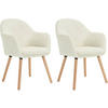 ESSZIMMERSTUHL 2er Set Polsterstuhl, Cord, Holzbeine, Creme - Eichefarben/Creme, Holz/Kunststoff (55.5/83.5/56.5cm) - Woltu