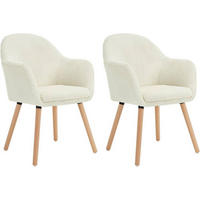 ESSZIMMERSTUHL 2er Set Polsterstuhl, Cord, Holzbeine, Creme - Eichefarben/Creme, Holz/Kunststoff (55.5/83.5/56.5cm) - Woltu