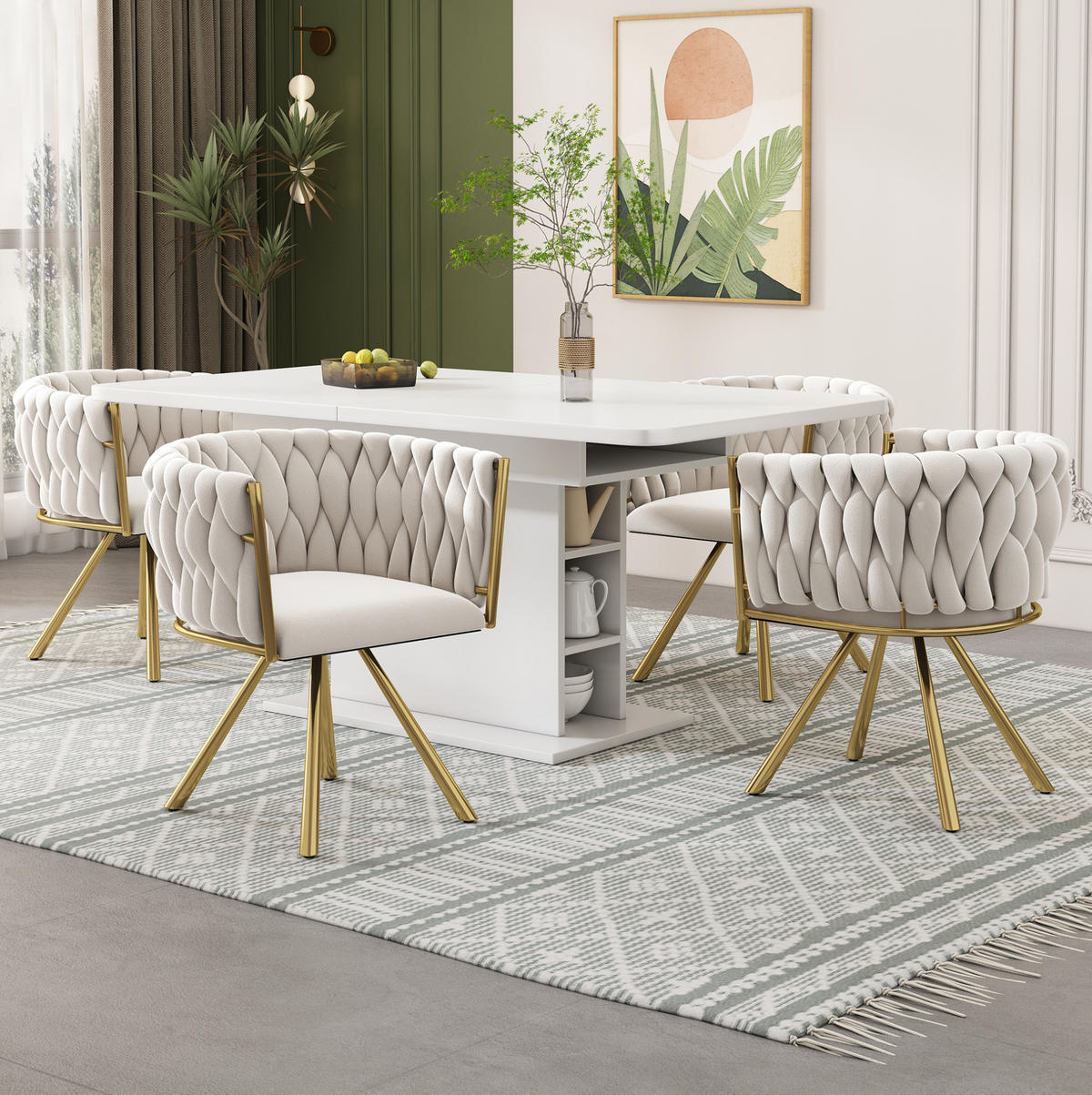 ESSZIMMERSTUHL drehbar Samt Beige Gold 2er-Set - Beige, Metall (54/72/59cm) - Meubliv