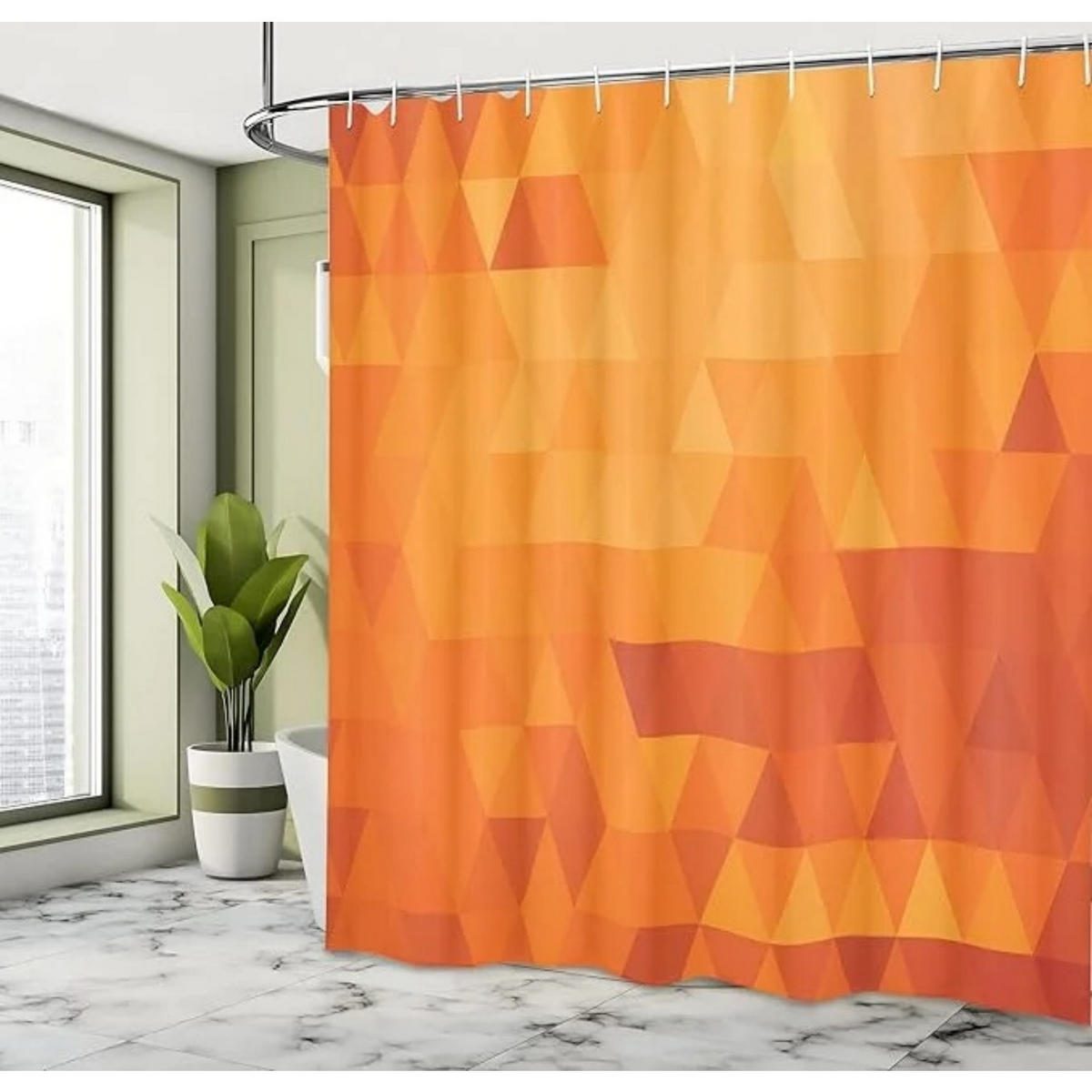 DUSCHVORHANG Orange Stoff Muster Dekor Badezimmer - Multicolor, Textil (200/180cm) - MCBOSON