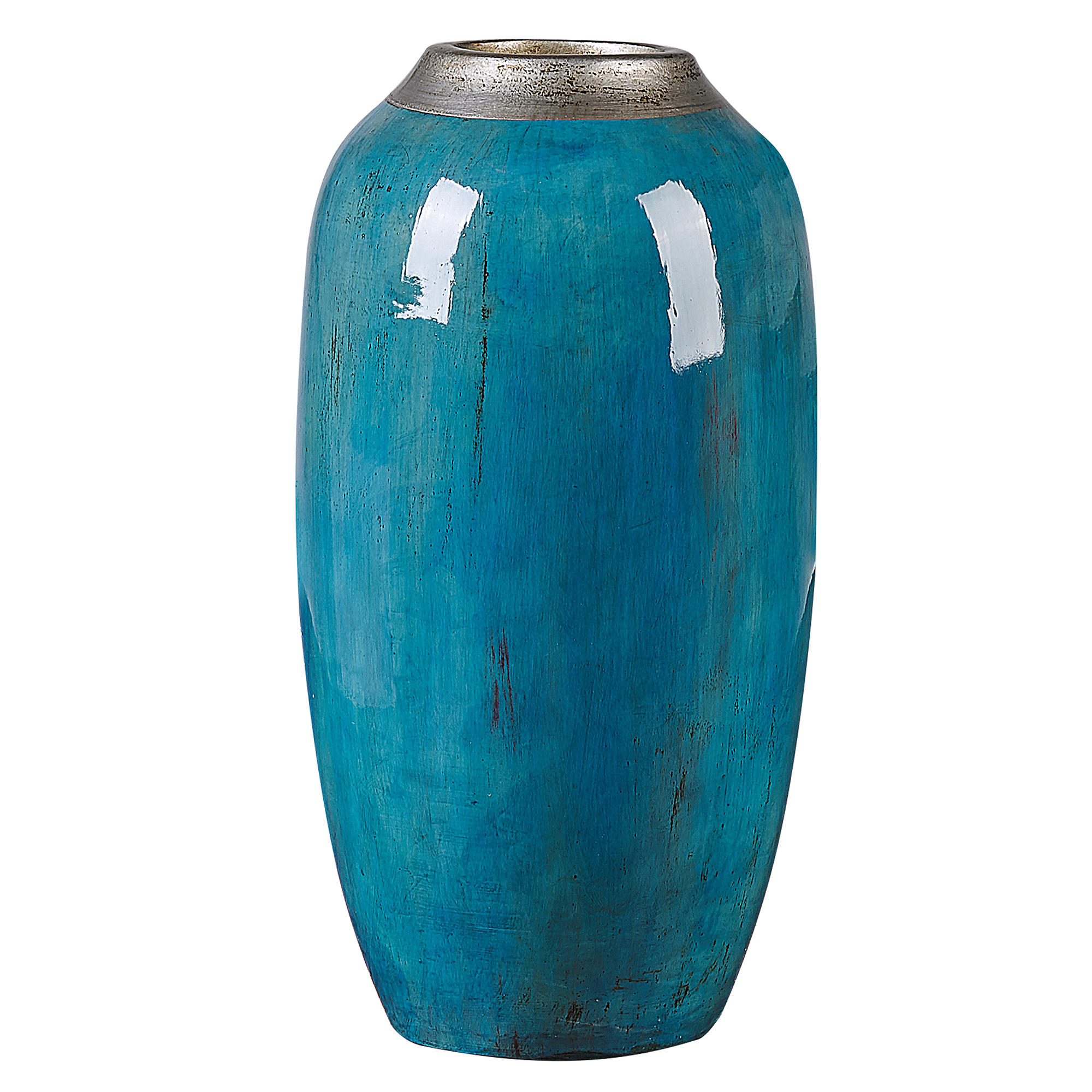 DEKOVASE Terrakotta blau Miletus - Blau, Stein (42cm) - Beliani
