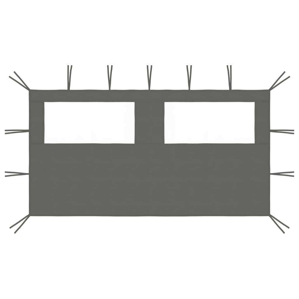 PAVILLON-SEITENWAND Mit Fenstern 4/2 M Anthrazit - Anthrazit, Textil (400/200cm) - vidaXL