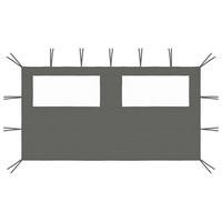 PAVILLON-SEITENWAND Mit Fenstern 4/2 M Anthrazit - Anthrazit, Textil (400/200cm) - vidaXL