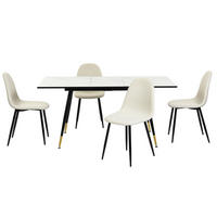 ESSTISCH SET mit ausziehbarem Tisch und 4 bequemen Stühlen - Beige/Schwarz, Holzwerkstoff/Metall (80/75/160cm) - Urban Meuble