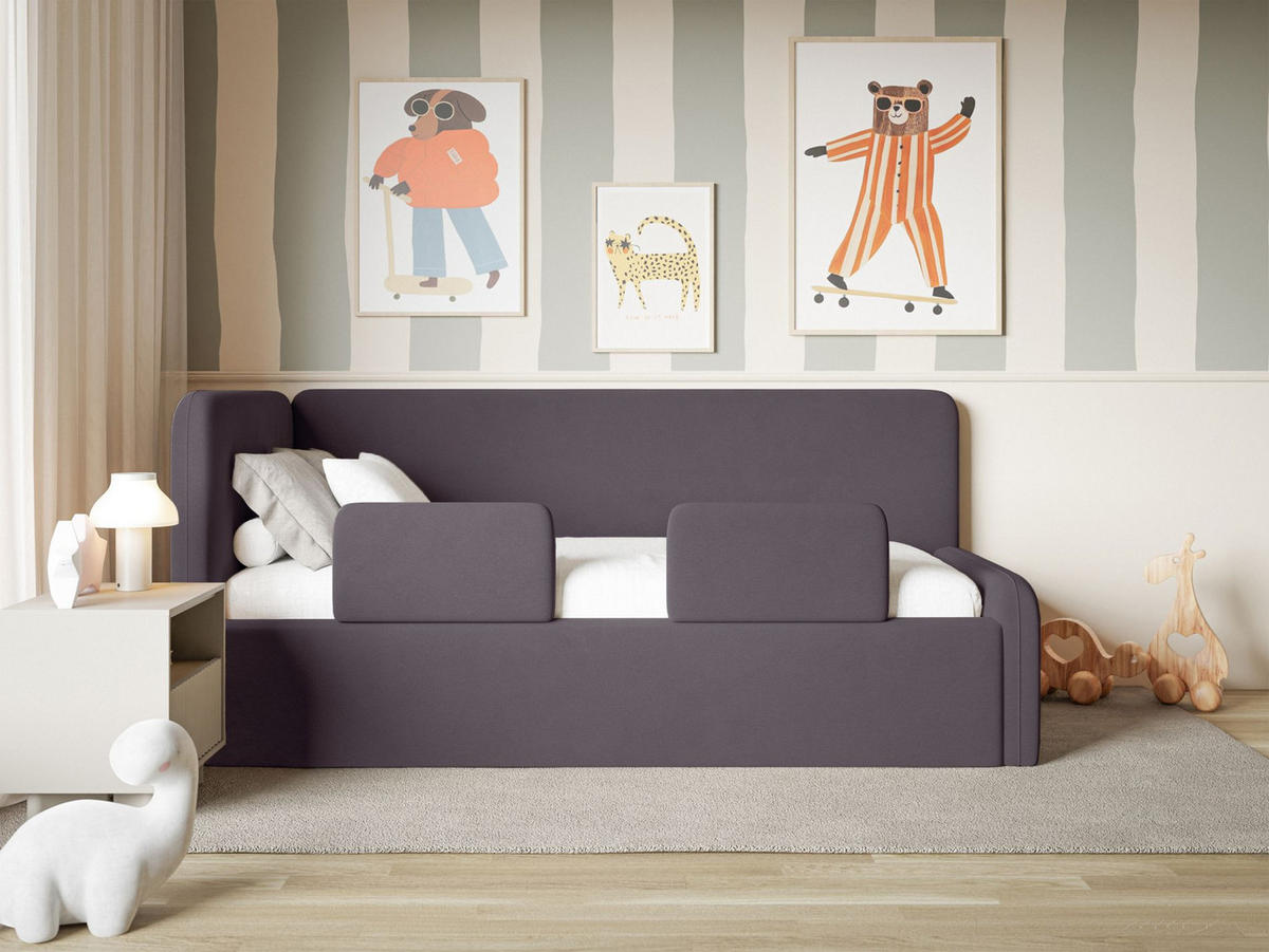 KINDERBETT Fanko Samt Violett 90x200 cm - Lila/Schwarz, Kunststoff/Textil (90/200cm) - Selsey