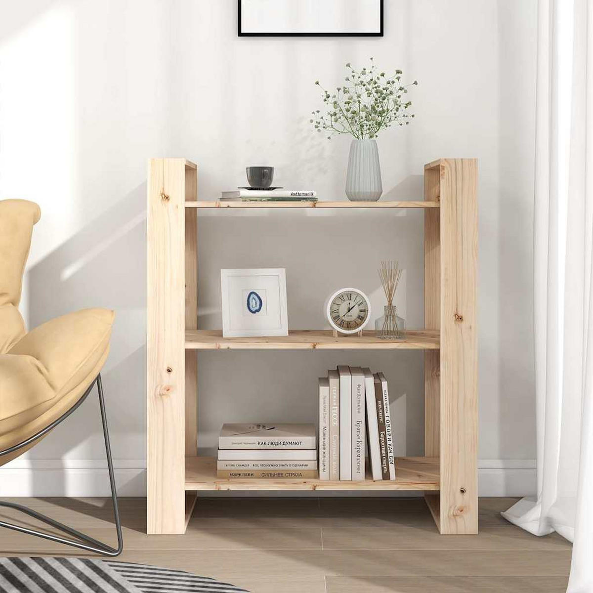 BÜCHERREGAL/RAUMTEILER 80/35/91 Cm Massivholz Kiefer - Braun, Holz (80/91/35cm) - vidaXL