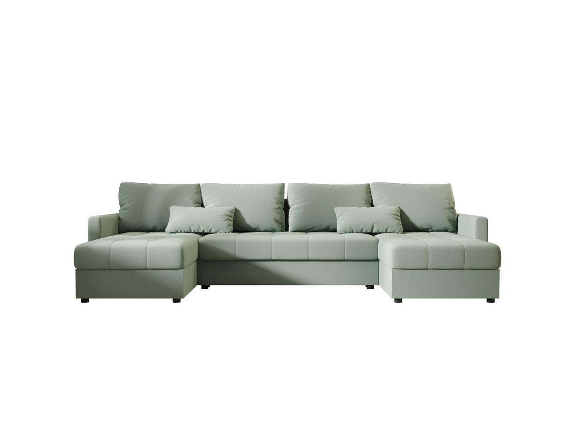 ECKSOFA MOS U BIS Cosmic 16 mit Schlaffunktion - Hellgrün, Textil (285/85/140cm) - Bedante