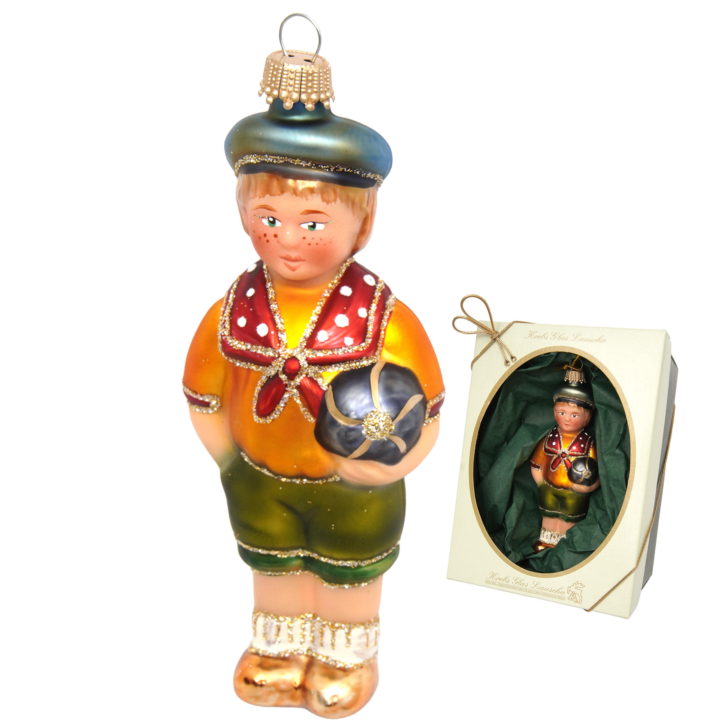 CHRISTBAUMSCHMUCK Oliver mit Ball Mehrfarbig 12cm (Glas / 1 Stk.) - Multicolor, Glas (5/12/3cm)