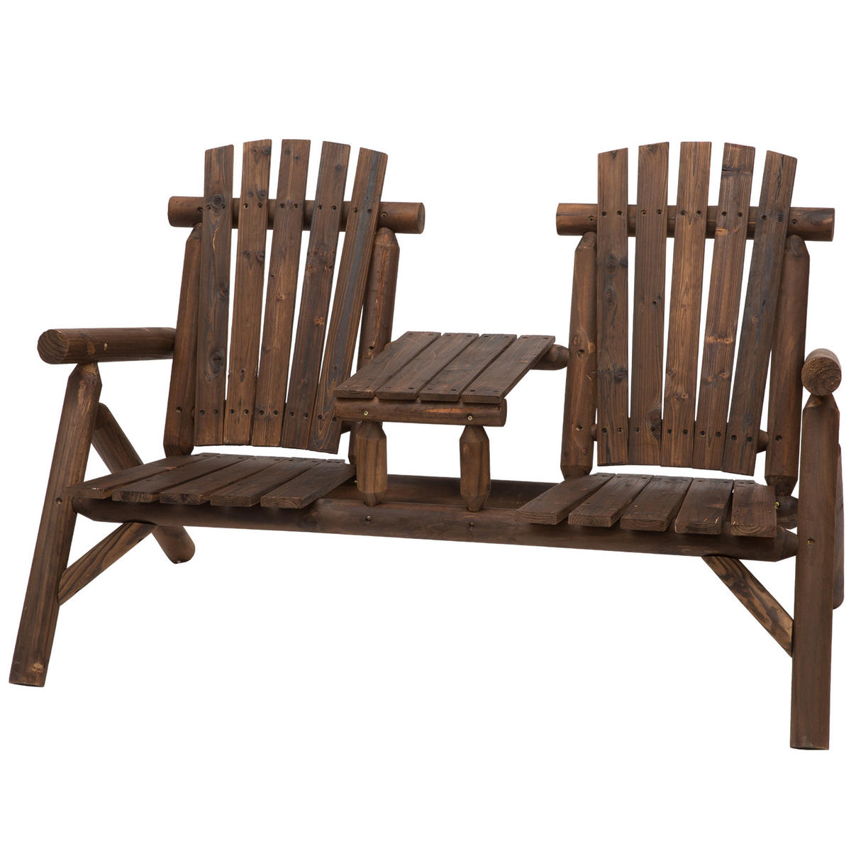 GARTENBANK MIT TISCH DE-08298 Sitzgruppe aus Massivholz, 2 Sitzplätze Braun - Braun, Holz (157/103/88cm) - ComfortXL