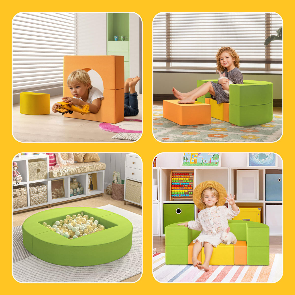 PUZZLE-SOFA mehrteilige Kombination geeignet für Kinder 4er-set - Multicolor, Textil (110/20/110cm) - Vercart