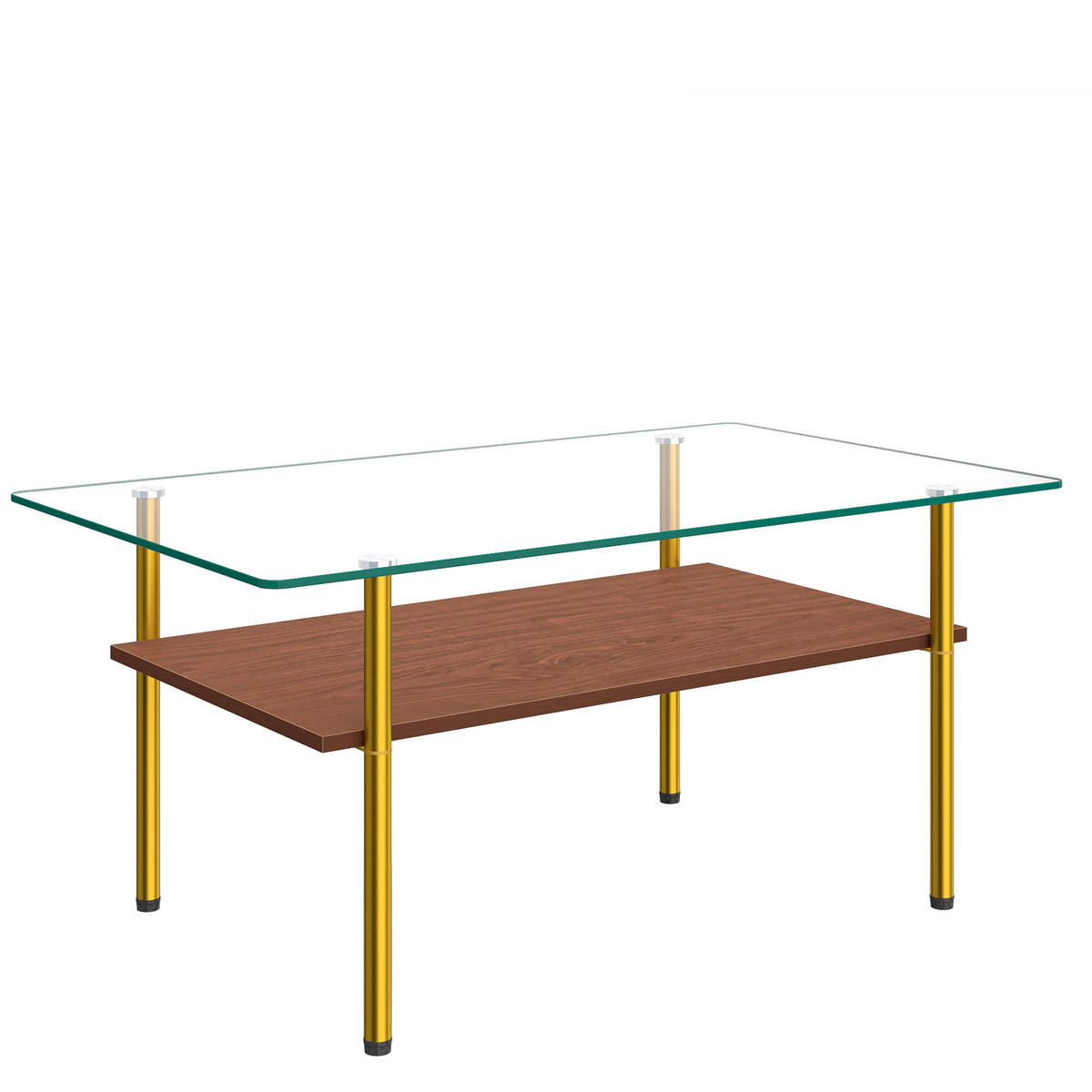 COUCHTISCH DE-37418 rechteckig mit Glasplatte Gold/Braun - Goldfarben/Braun, Metall (98/58/45cm) - ComfortXL
