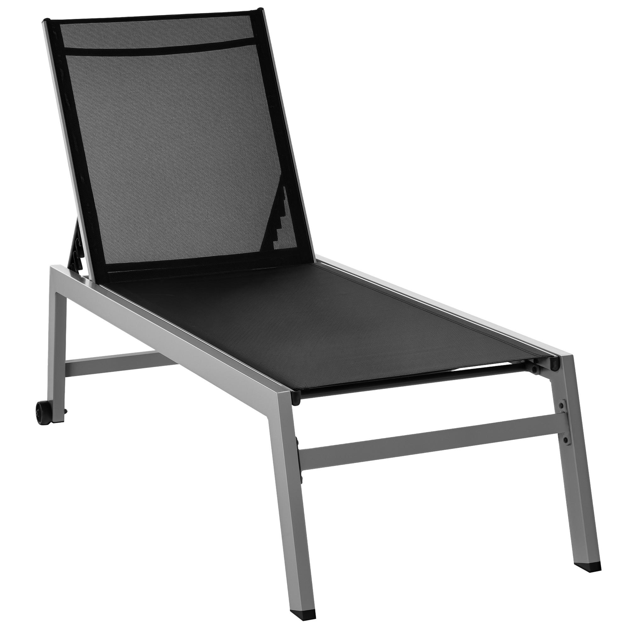 SONNENLIEGE ,Verstellbare Rückenlehne 2 Rollen,169 x 65 x 102 cm ,Schwarz und Grau - Schwarz, Metall (65/102/169cm) - Vallsero