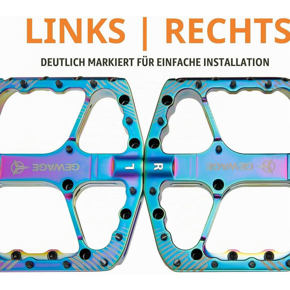FAHRRADPEDALE Set Aluminium CNC mit Chromstahl Achse und Kugellager - Multicolor, Metall (11/1.5/11.5cm)