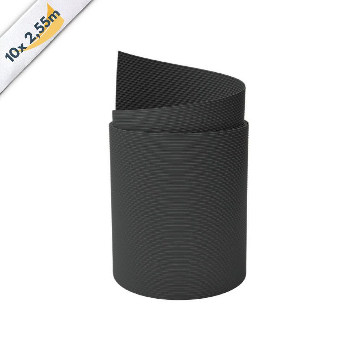SICHTSCHUTZSTREIFEN Rille 10x Einzelstreifen 2,55m Sichtschutz Anthrazit, 10 x 2,55m - Anthrazit, Kunststoff (2550/19cm) - ZAUN|ZU