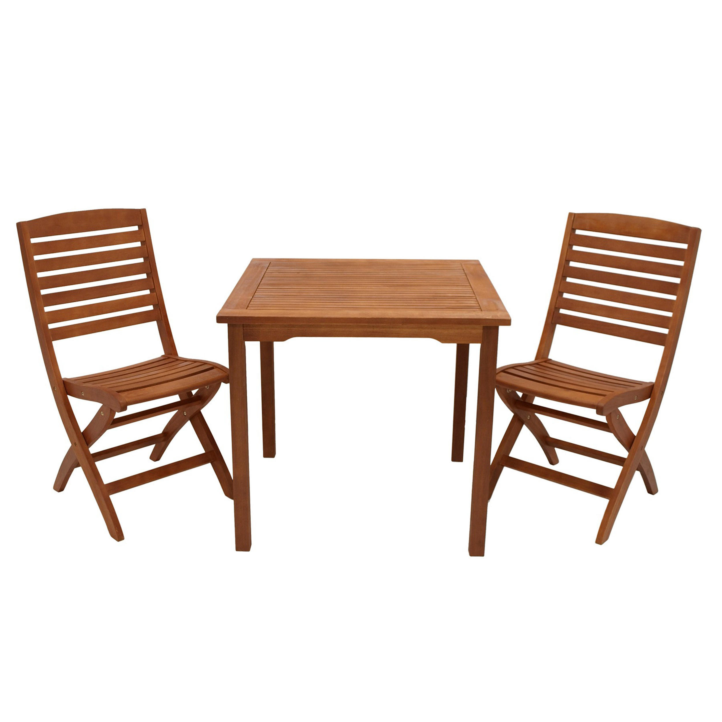 GARTEN-GARNITUR Gosport - 3-teilige Sitzgruppe (2x Klappstuhl, 1x Tisch 75x75cm quadratisch), Eukalyptus geölt. BxTxH: 75x189x93 cm - Braun, Holz - TPFGarden