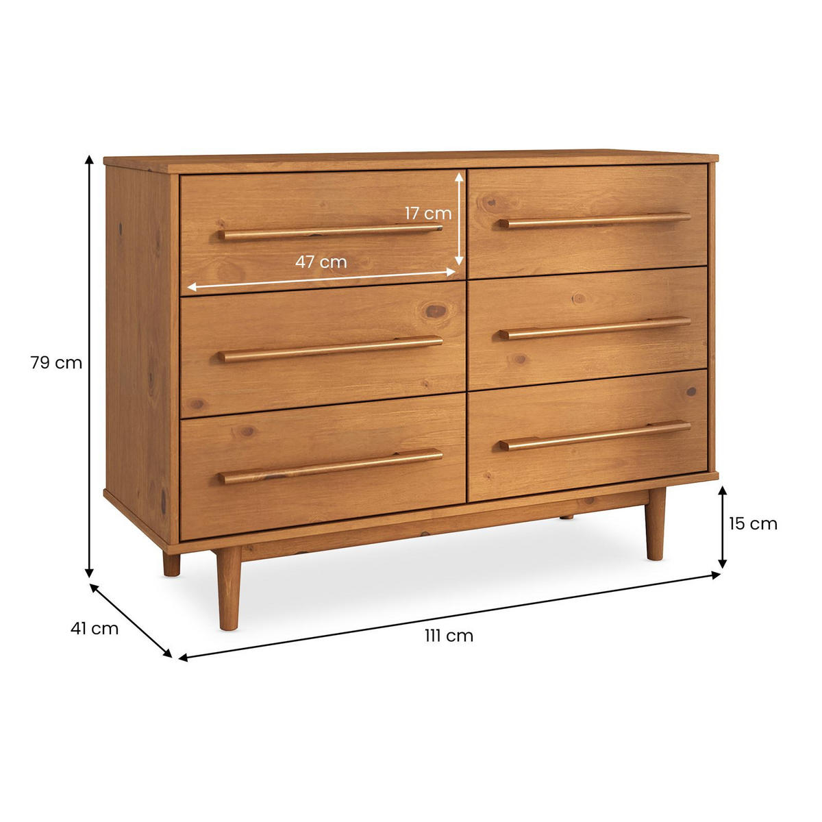 KOMMODE TECCA - Eichefarben, Holz (111/79/41cm) - IDIMEX
