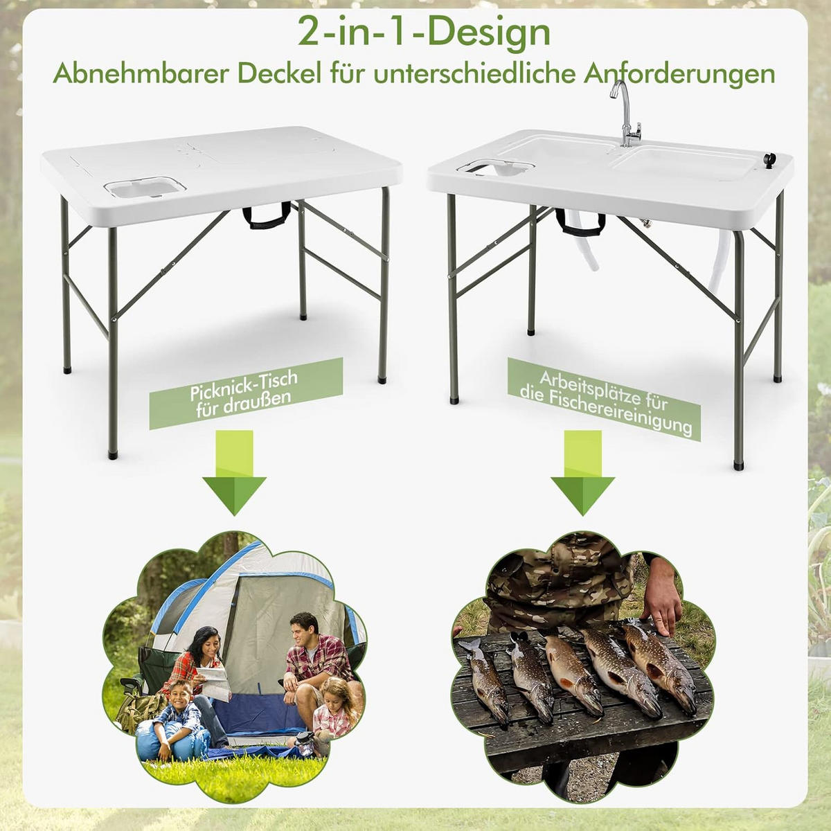 FISCHREINIGUNGSTISCH Weiß - Weiß, Kunststoff (65.5/101.5/107.5cm) - COSTWAY