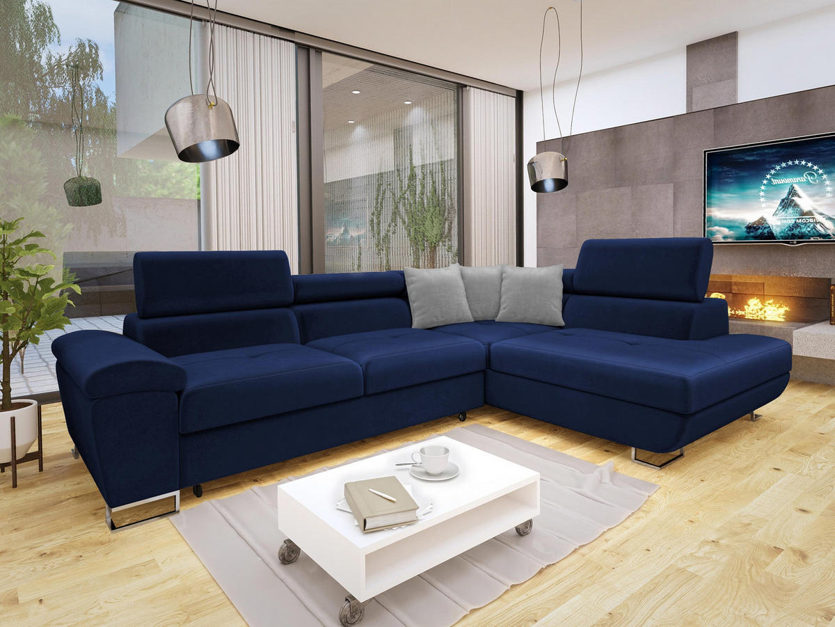 ECKSOFA Cotere, Seite: Rechts - Dunkelblau, Holz/Textil (270/202cm) - MIRJAN24