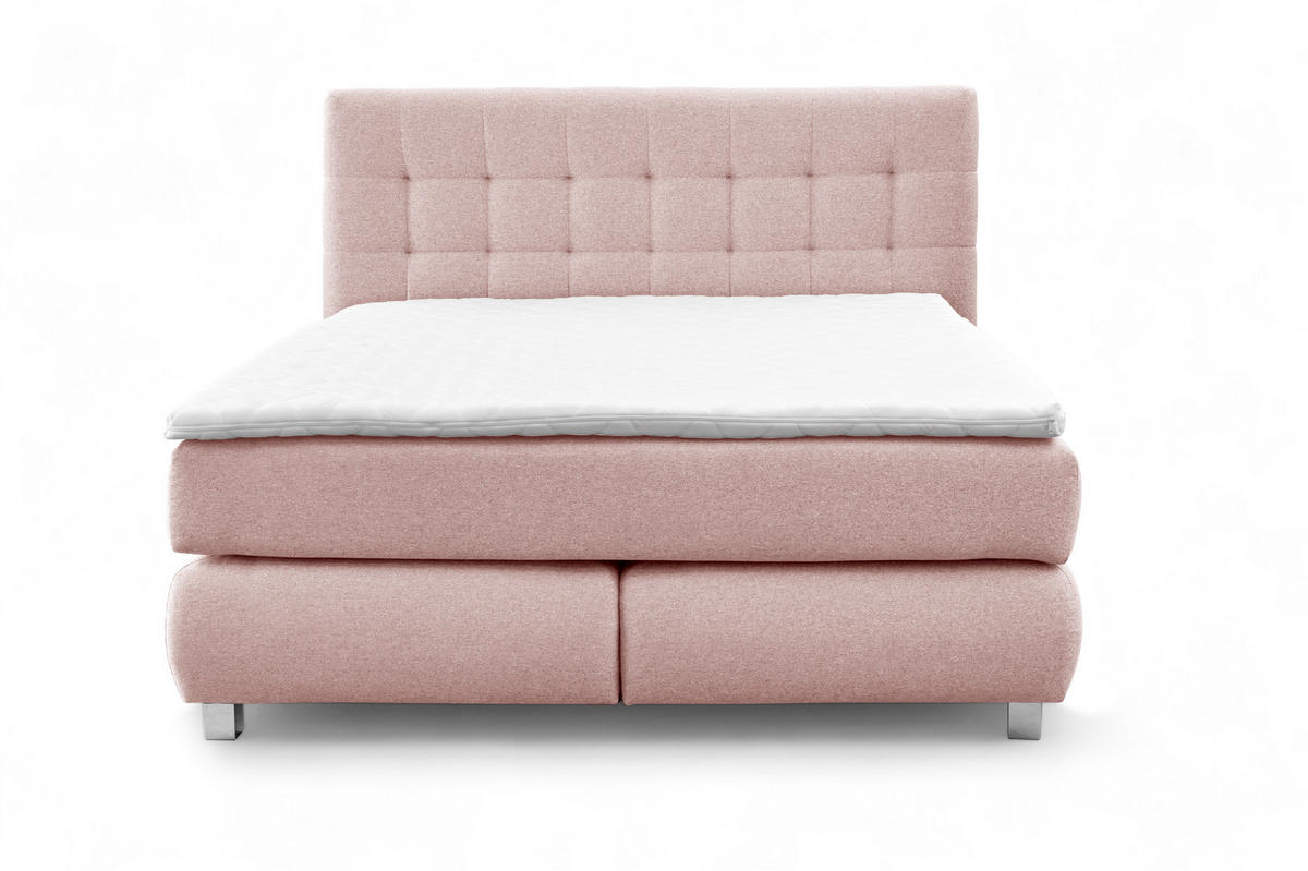 BOXSPRINGBETT BLAKE Bonellmatratze Topper 140x200 Puderrosa - Rosa, Holz (140/200cm) - Furnistar