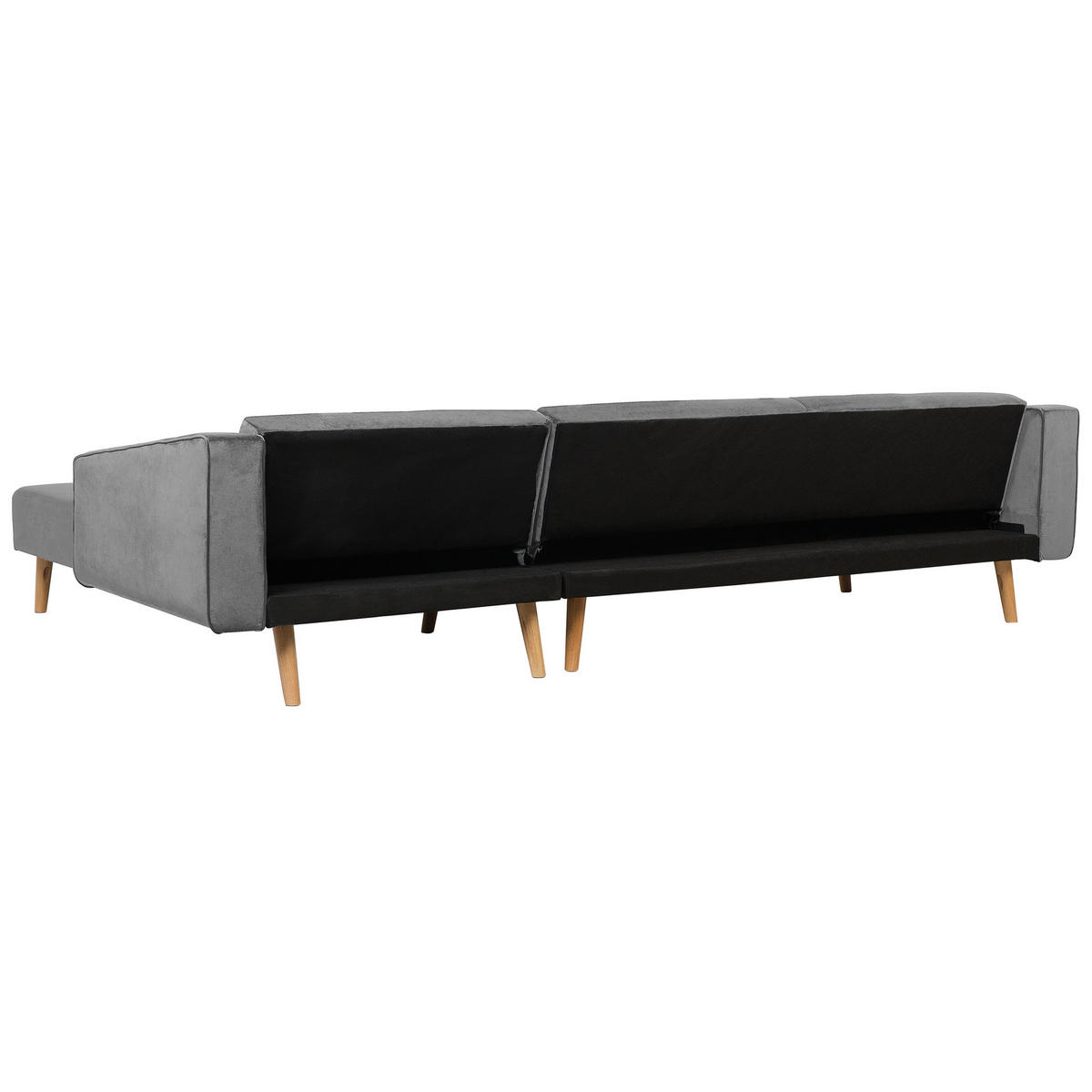 ECKSOFA Samtstoff Grau Vadso - Grau, Textil (303/98cm) - Beliani