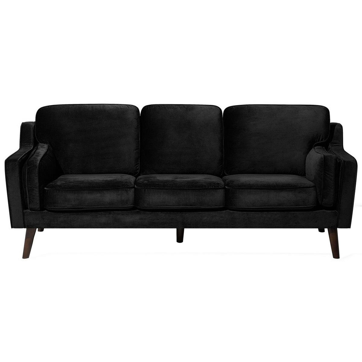 3-SITZER-SOFA Samtstoff Schwarz Lokka - Schwarz, Textil (204/85/83cm) - Beliani