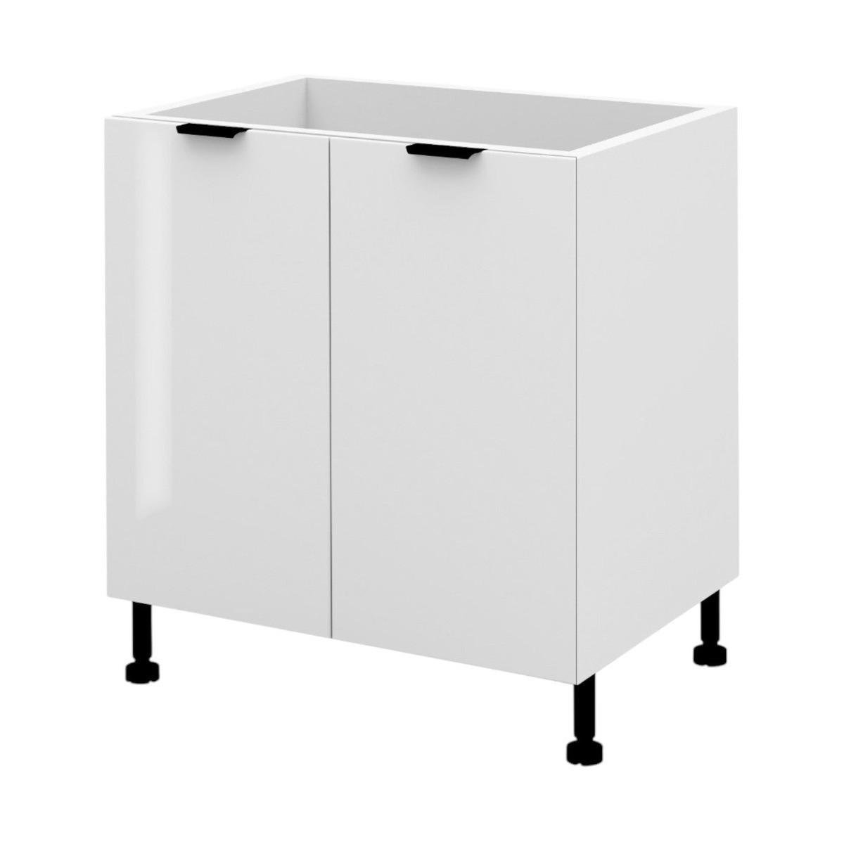 KÜCHENUNTERSCHRANK – 80 cm – D80 – Lunara – Weiß Hochglanz - Weiß, Holzwerkstoff (80/72/52cm) - hi-markt
