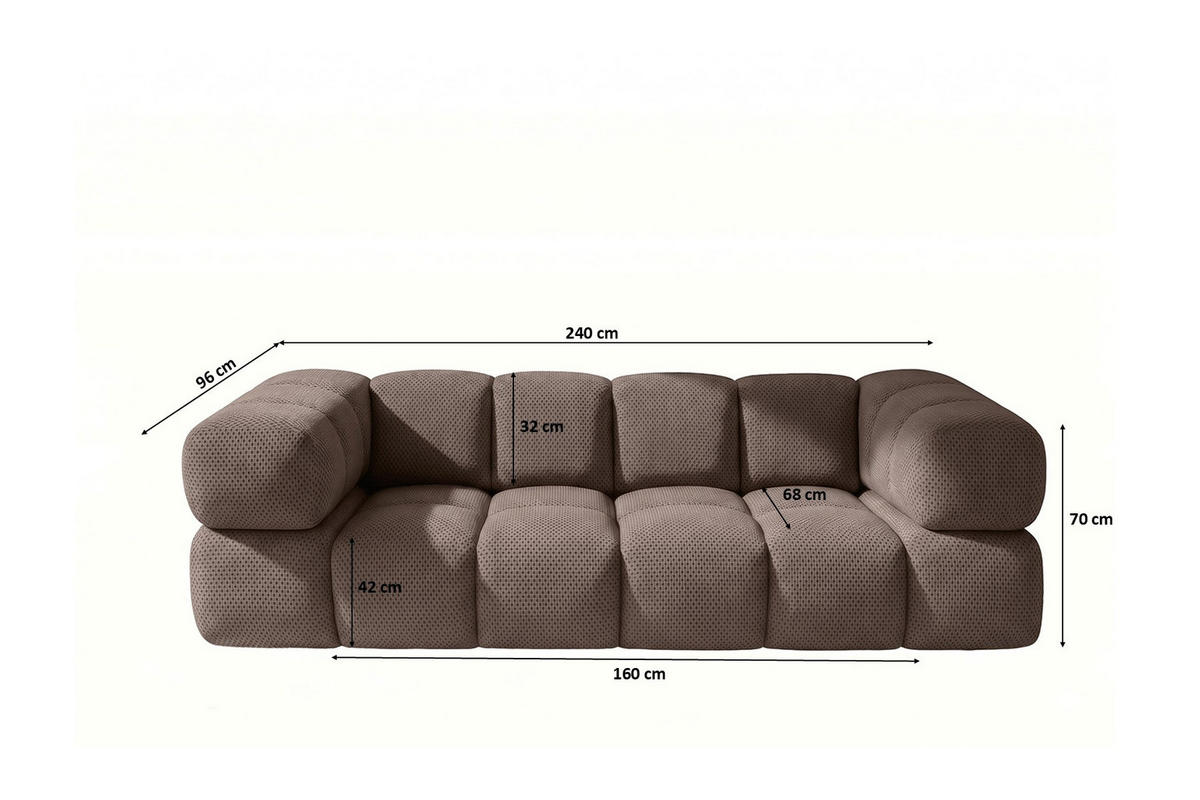SOFA 3-SITZER, Strukturierter Premiumstoff Sonic, Braun, Averro - Braun, Holz (240/70/96cm) - Kaiser Möbel