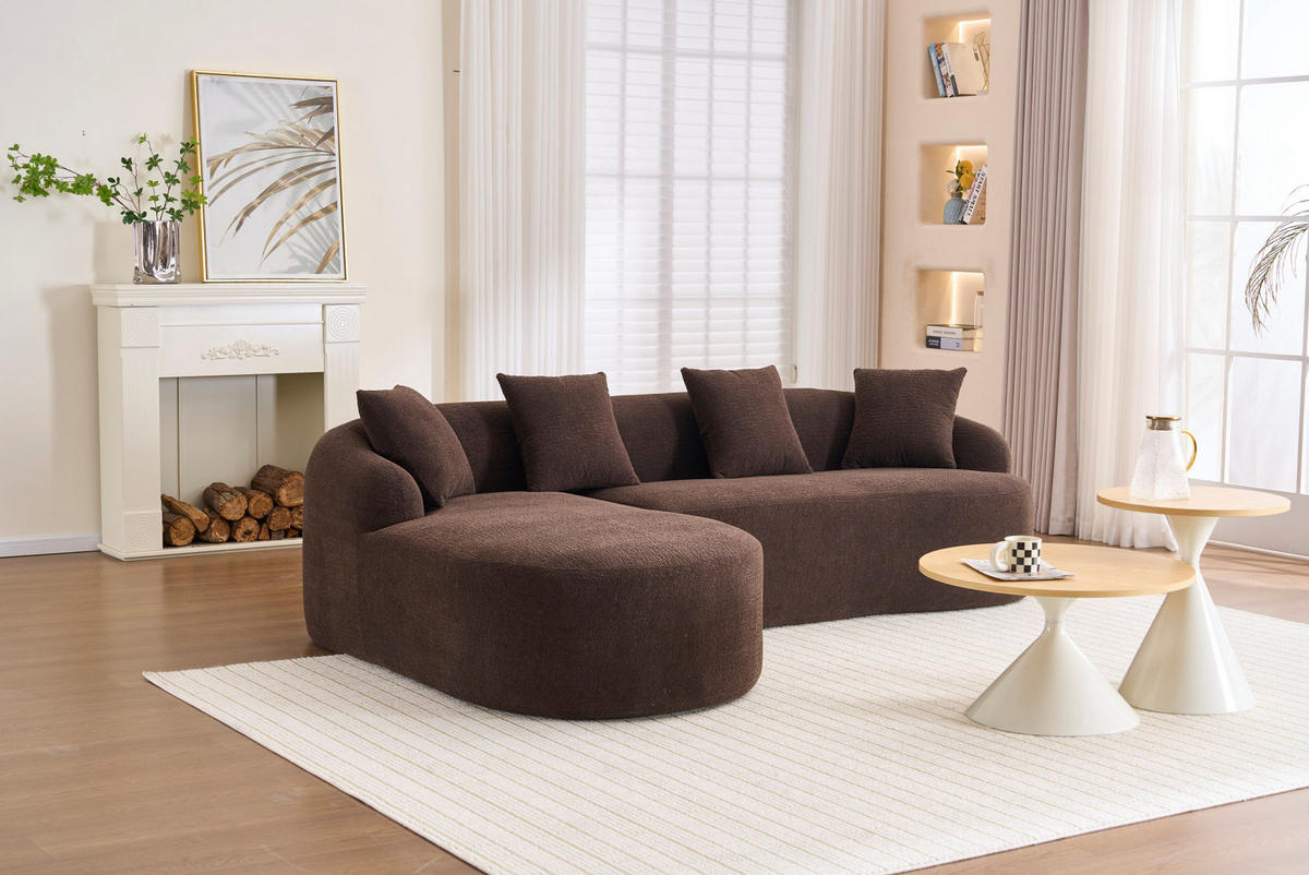 SOFA 3-Sitzer bogenförmig Chenille Braun - Braun, Textil (150/243cm) - Meubliv