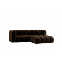 ECKSOFA Modulares In L-Form, Velvet-Stoff Riviera, Schokolade, Rechts, GRAND - Braun, Holz (227/179cm) - Kaiser Möbel