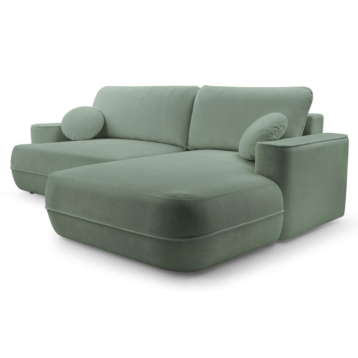 ECKSOFA Fuerro Salbeigrün Strukturstoff - Schwarz/Hellgrün, Kunststoff/Textil (168/260cm) - Selsey