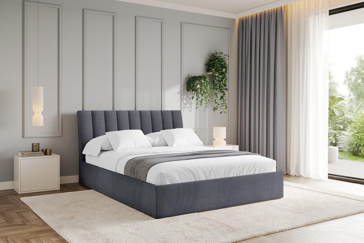 POLSTERBETT mit Bettkasten und Lattenrost, Boxbett ohne Matratze - ILAN 180x200 Dunkelgrau - Dunkelgrau, Holzwerkstoff/Textil (180/200cm) - ALTDECOR