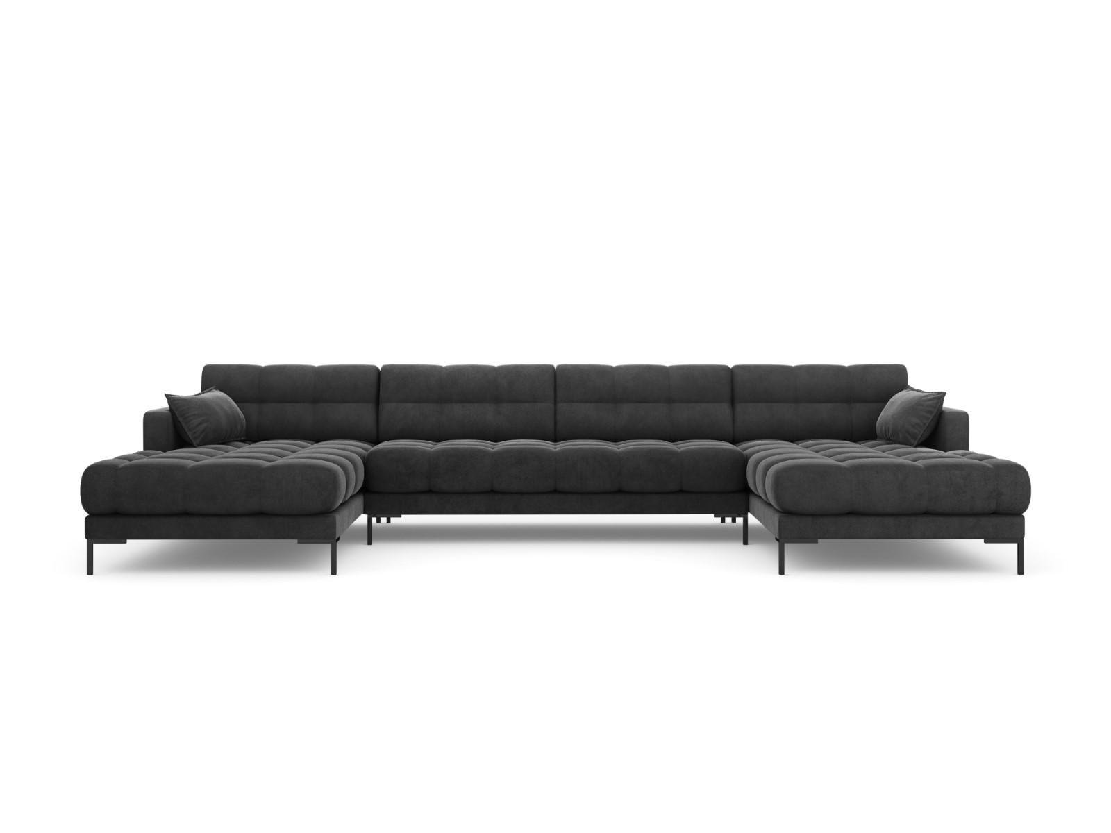 PANORAMASOFA Mamaia aus Samt dunkelgrau 6 Sitzplätze - Dunkelgrau, Textil (185/75/383cm) - Micadoni