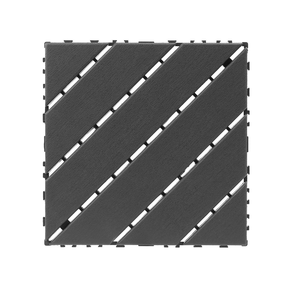 TERRASSENFLIESE 30.5/30.5/2 Dunkelgrau, 12"x12" Quadratisch, Plastik 44 Stück - Dunkelgrau, Kunststoff (30.5/30.5/2cm) - Oxeza