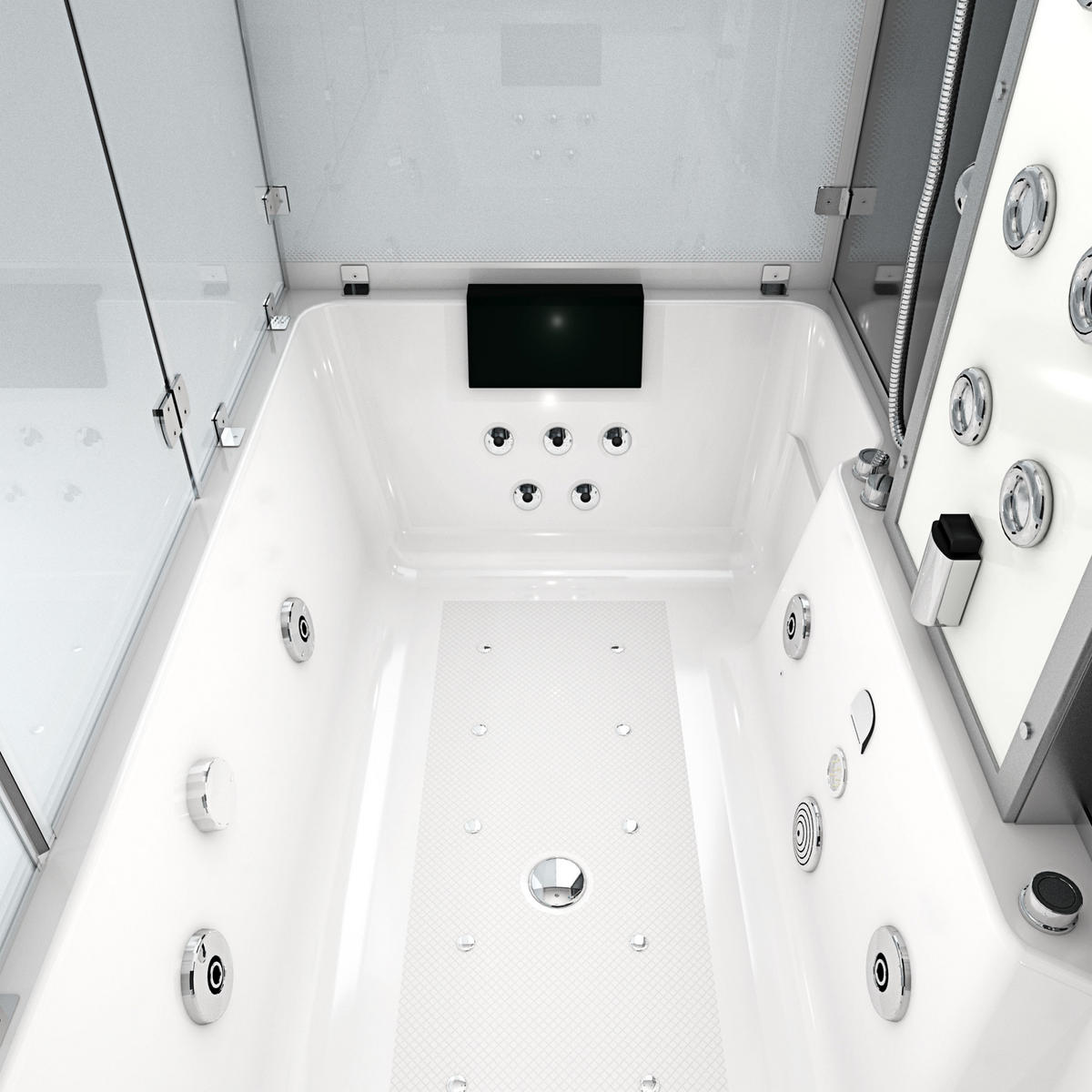 BADEWANNE Dusche K80-SW-EH-C-SC-EA Duschkabine - Schwarz, Glas/Kunststoff (180/100/228cm) - AcquaVapore by Sandra Jentho