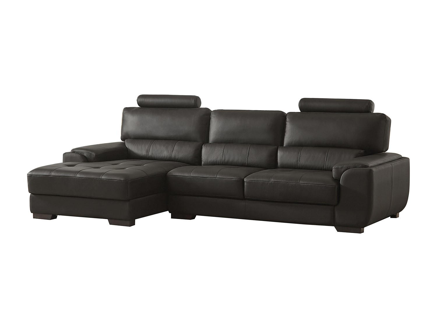 ECKSOFA Leder - Ecke Links - Schwarz - METROPOLITAN II - Schwarz, Leder (275/152cm) - Vente-Unique