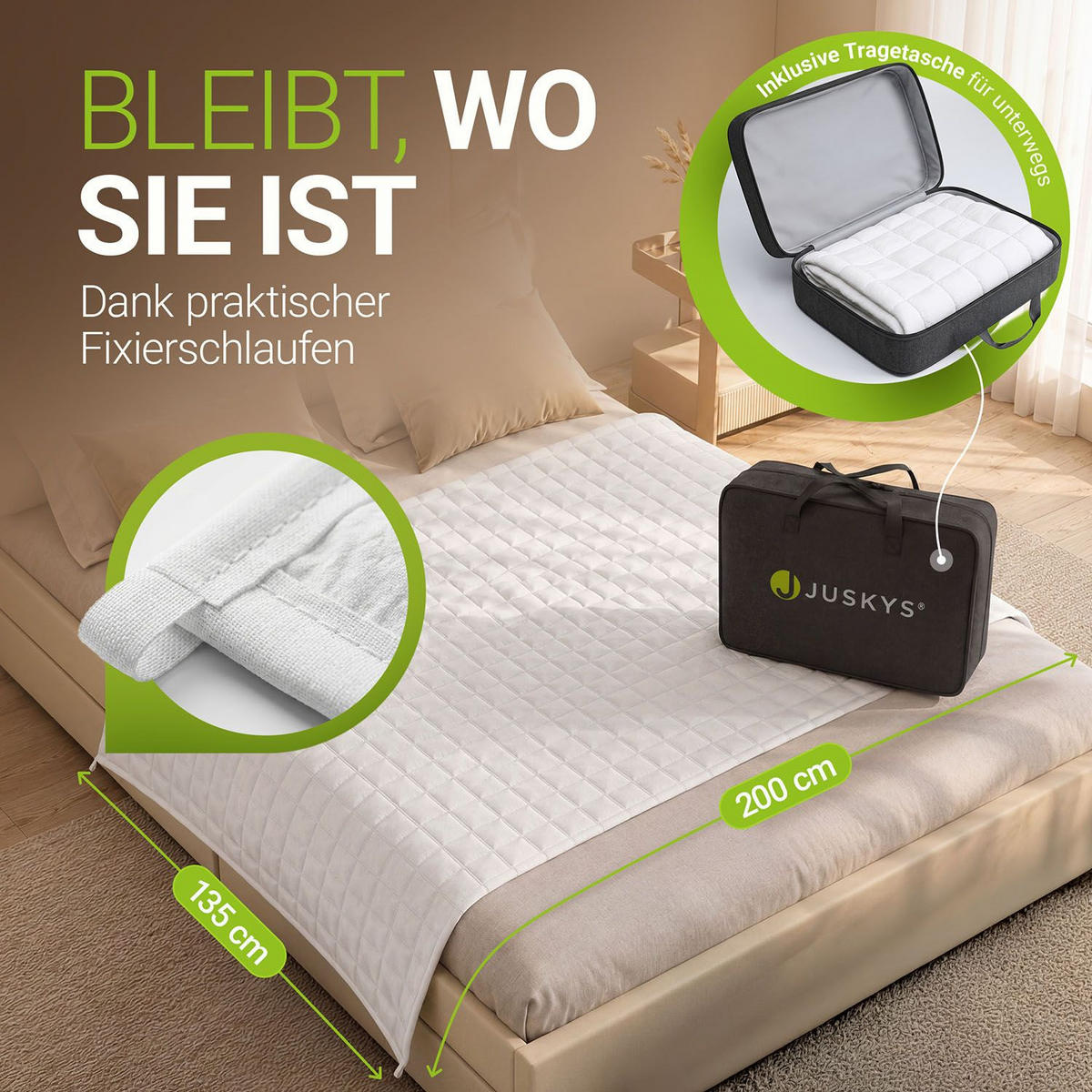GEWICHTSDECKE Anti Stress Bettdecke 135x200 cm 7 kg - Weiß, Textil (135/200cm) - Juskys