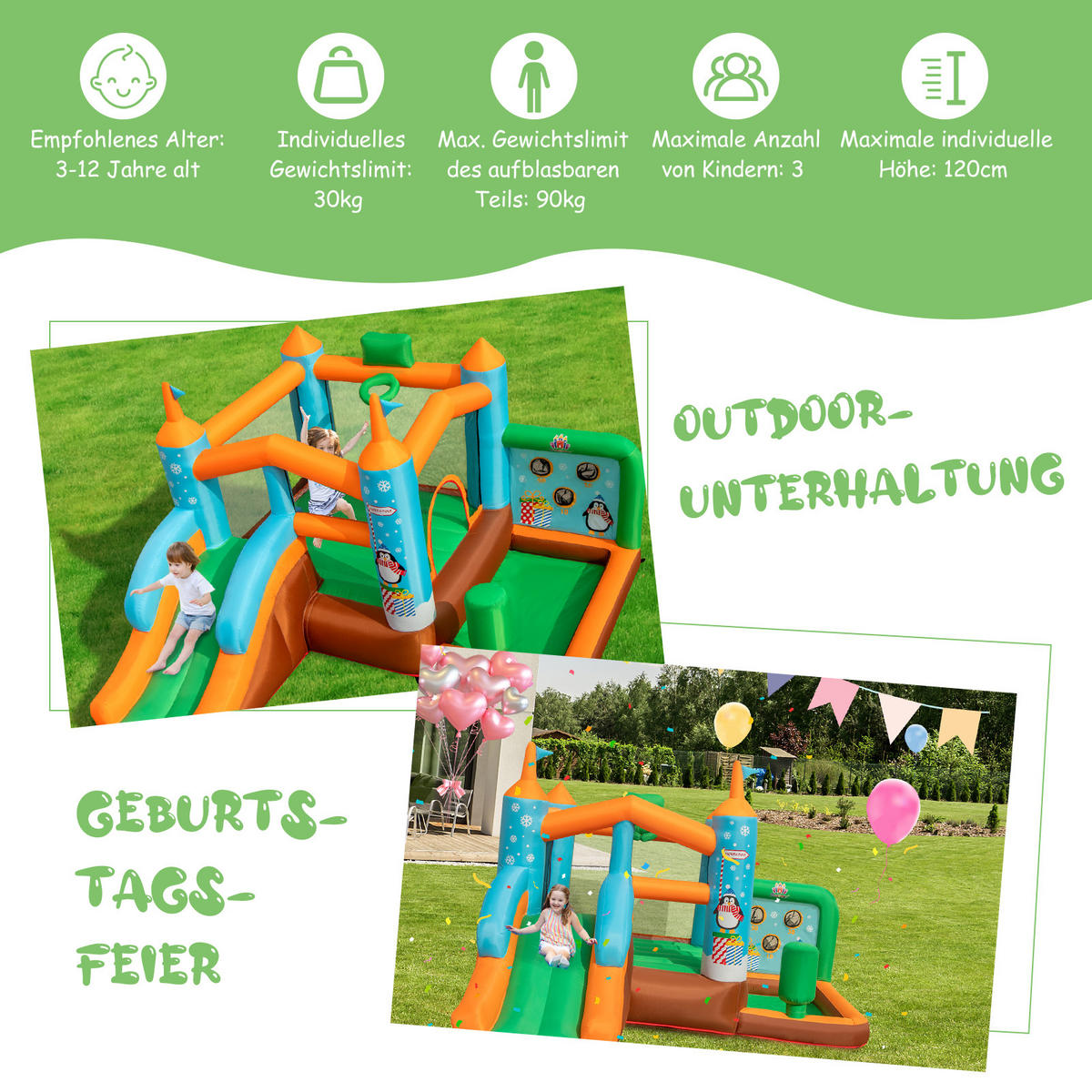 HÜPFBURG 200cm Multicolor - Multicolor, Kunststoff (335/300/200cm) - COSTWAY
