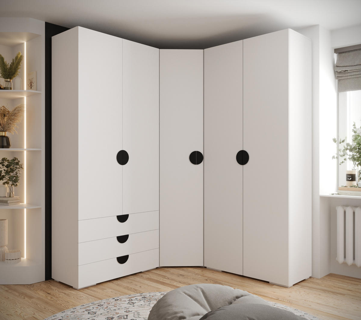 GARDEROBEN-SET 236,7/181,7/47 - Schwarz/Weiß, Holz/Kunststoff (181.7/236.7/47cm) - Abiks Möbel