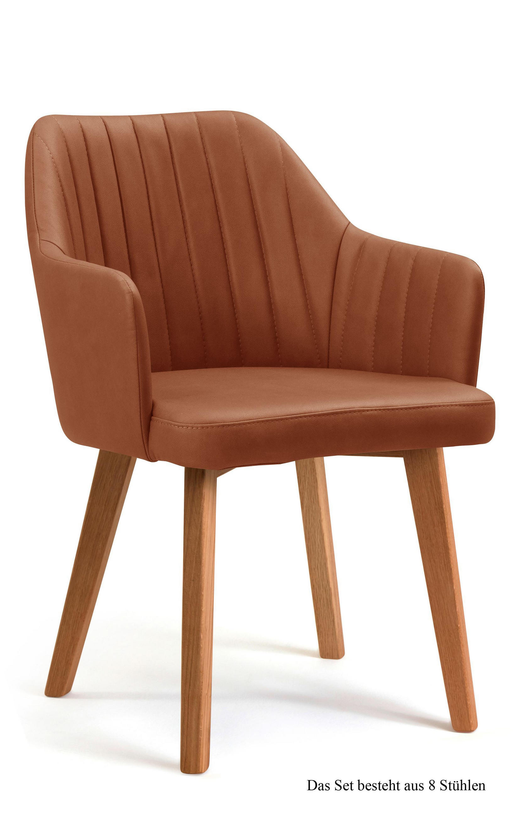 ARMLEHNSTUHL (8er-Set) Dasi 58x81x60 Eiche geölt/Cognac - Cognac/Eichefarben, Kunststoff (60/81/58cm) - 58aufmkessel