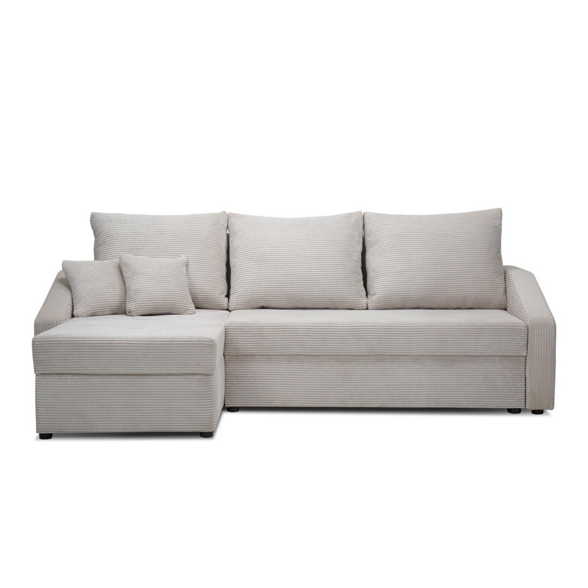 SOFA L FORM Ecksofa Beige 224 x 144 cm inkl. Stauraum - Beige, Holz (224/144cm) - VitaliSpa