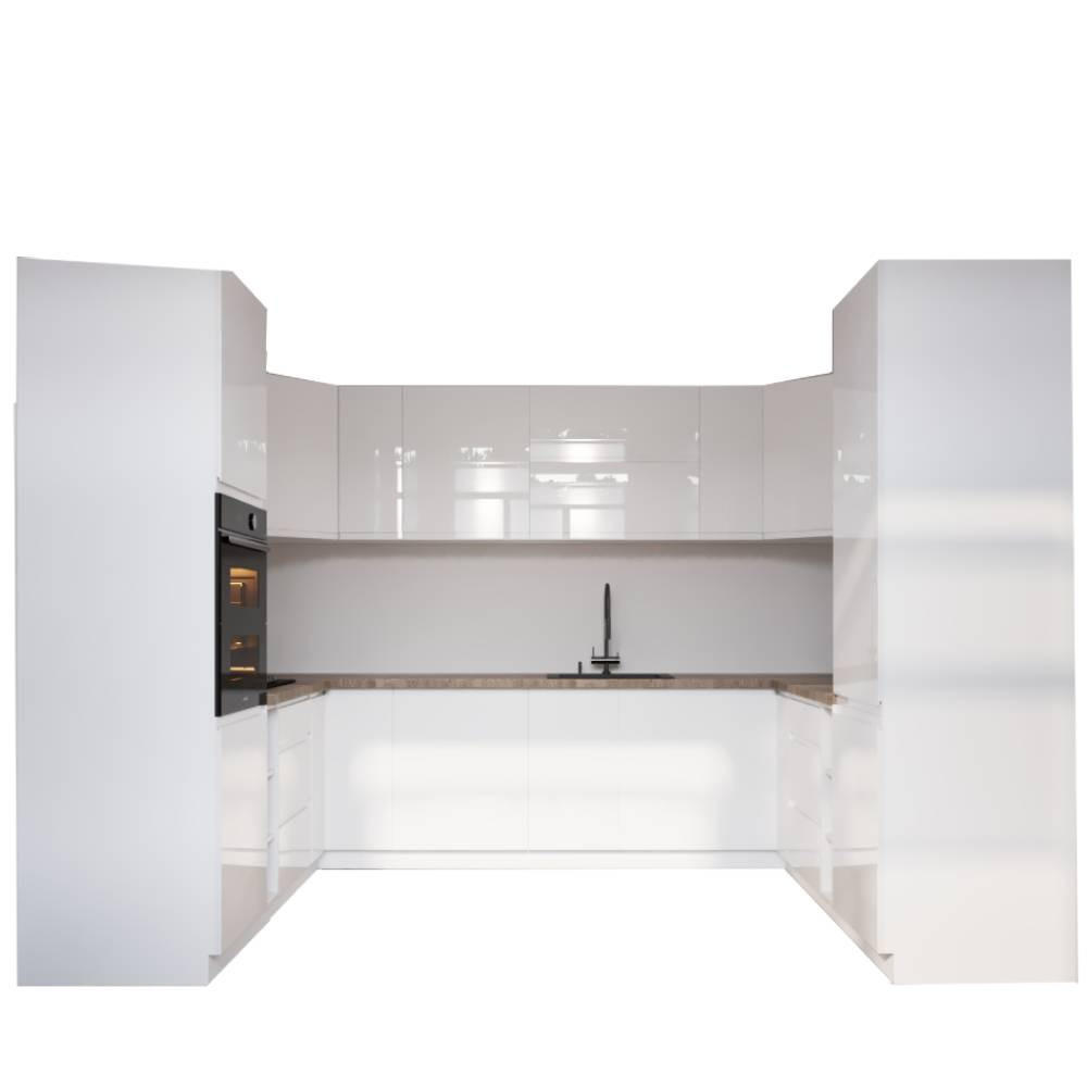 ECKKÜCHE 230 x 320 × 230 cm- Aspen K102-M780 - in Weiß /Hochglanz - Weiß, Holz/Holzwerkstoff (320/212/230cm)