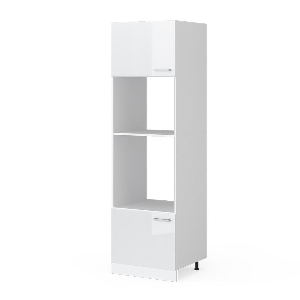 MIKROWELLENSCHRANK R-Line Weiß Hochglanz 60 cm - Weiß Hochglanz/Weiß, Holzwerkstoff (60/206.8/57.2cm) - Vicco