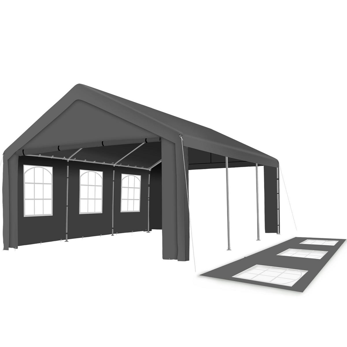 PAVILLON Jasko, inklusive Spannseilen und Heringen, grau - Grau, Kunststoff (400/310/600cm) - tectake