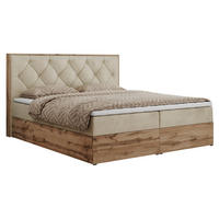 BOXBETT VENETO 180/200 Beige Velvet - H3 - Beige, Holz/Textil (180/200cm) - MKS